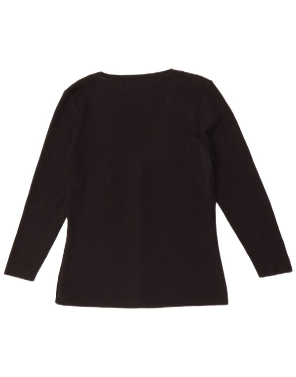 Francesca Womens By Sottini Cardigan Sweater UK 14 Large Black Floral Wool