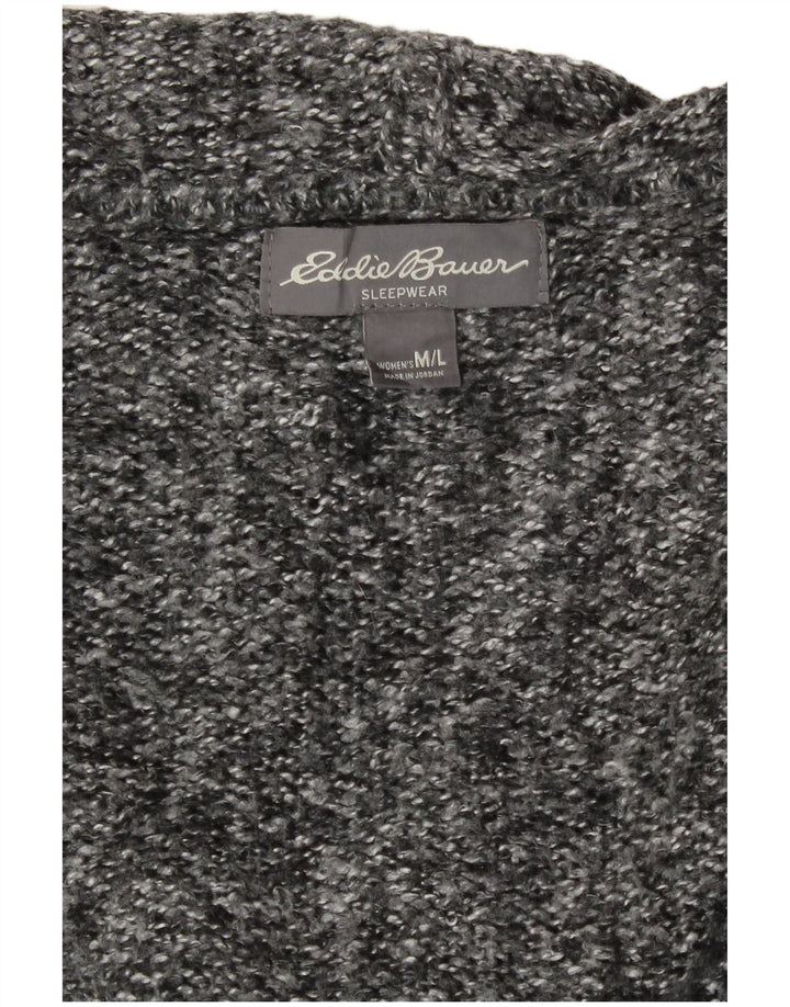 Eddie Bauer Womens Hooded Cardigan Sweater UK 14 Medium Grey Flecked