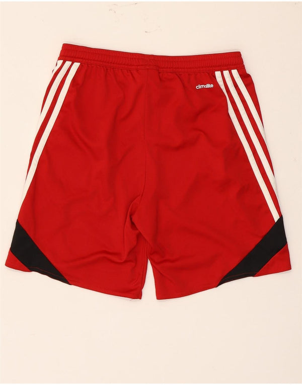 Adidas Boys Climalite Sport Shorts 11-12 Years Large Red Colourblock