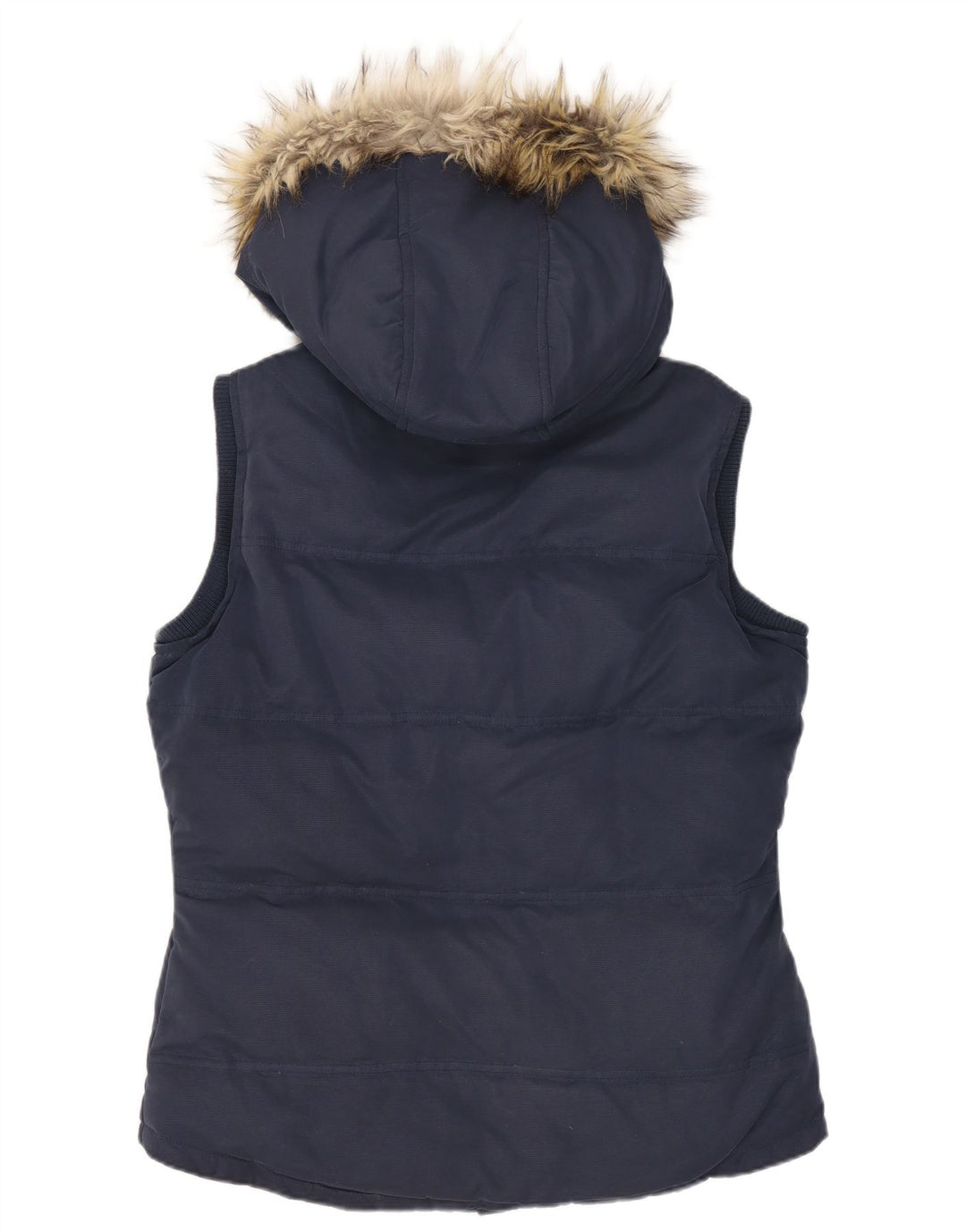 Fat Face Womens Hooded Padded Gilet UK 10 Small  Navy Blue Polyester