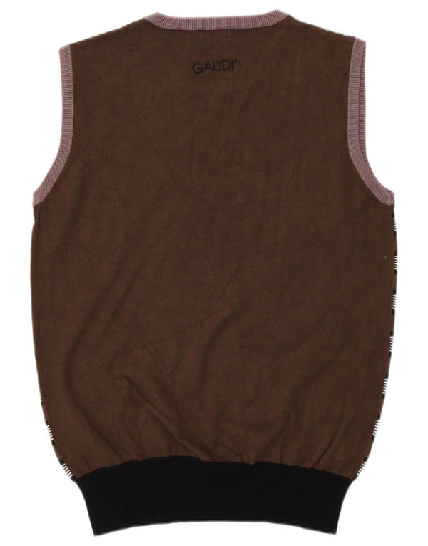 Gaudi Womens Vest Tank Top UK 12 Medium Brown Striped Viscose