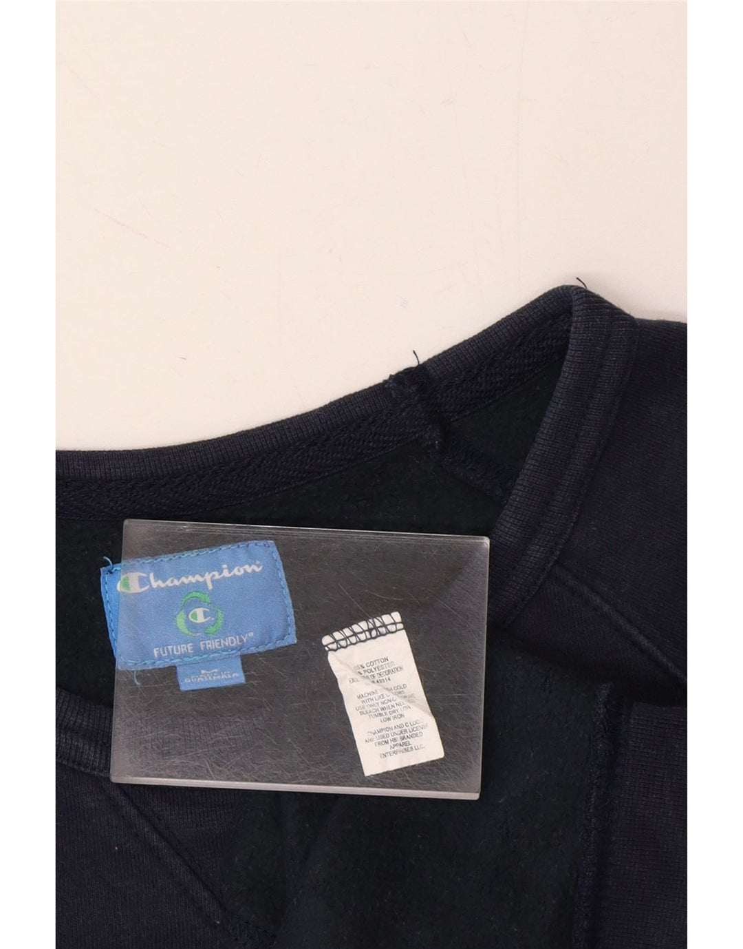 CHAMPION Womens Graphic Sweatshirt Jumper UK 12 Medium Navy Blue Cotton Vintage Champion and Second-Hand Champion from Messina Hembry 