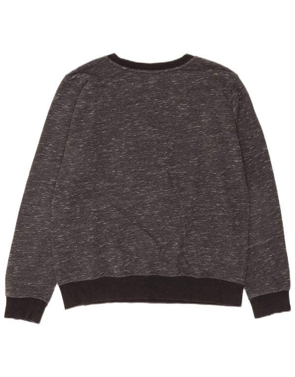 Adidas Womens Graphic Sweatshirt Jumper UK 14 Medium Grey Flecked Cotton