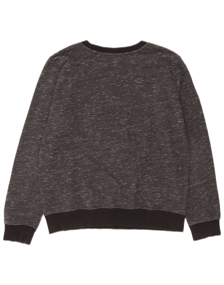 Adidas Womens Graphic Sweatshirt Jumper UK 14 Medium Grey Flecked Cotton