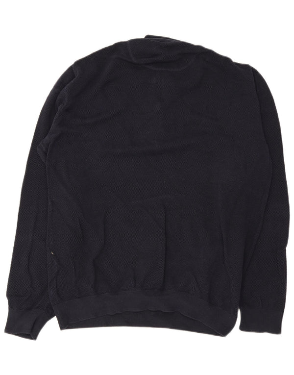 Gant Mens Zip Neck Jumper Sweater 2XL Navy Blue Cotton