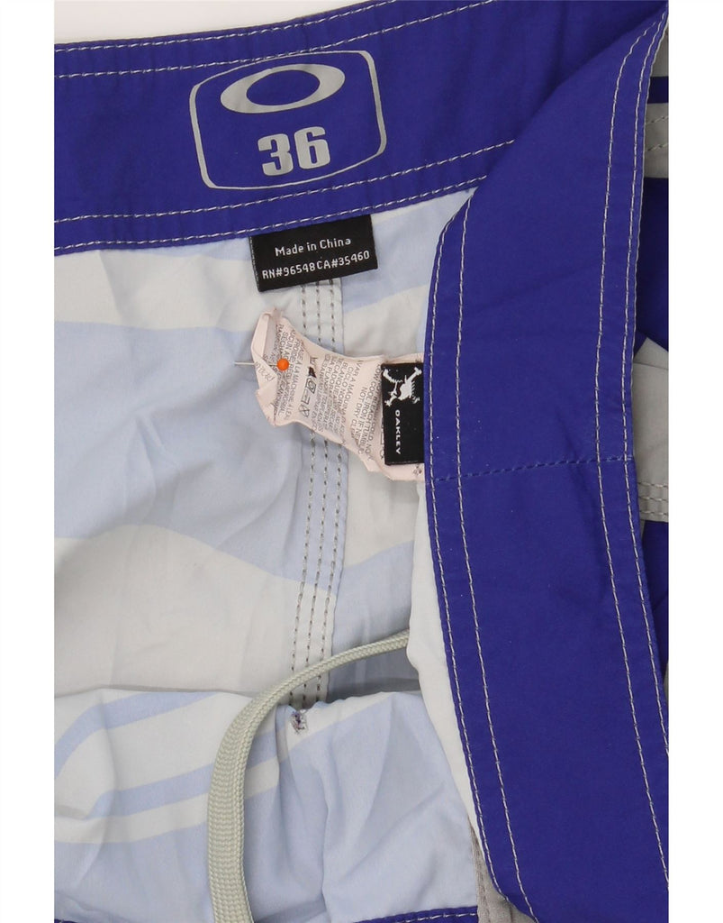 OAKLEY Mens Swimming Shorts Large  Blue Striped Polyester Vintage Oakley and Second-Hand Oakley from Messina Hembry 