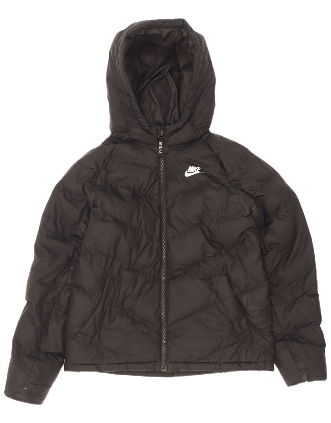 Nike Boys Hooded Padded Jacket 13-14 Years XL Black Polyester