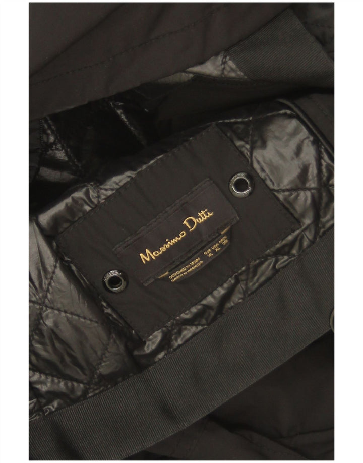 Massimo Dutti Womens Hooded Military Jacket UK 18 XL Black