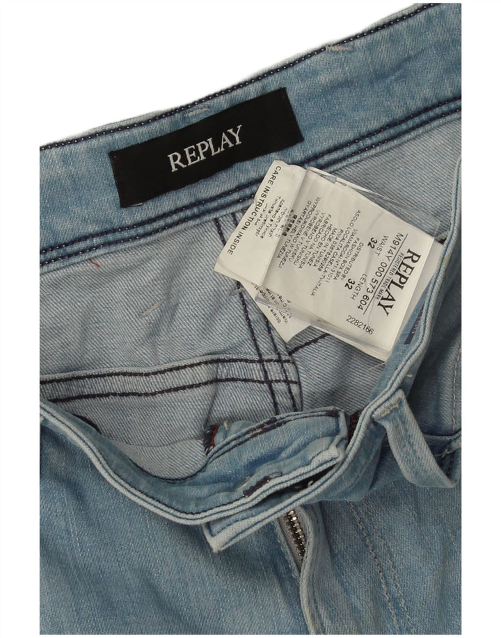REPLAY Mens Slim Jeans W32 L32 Blue Cotton