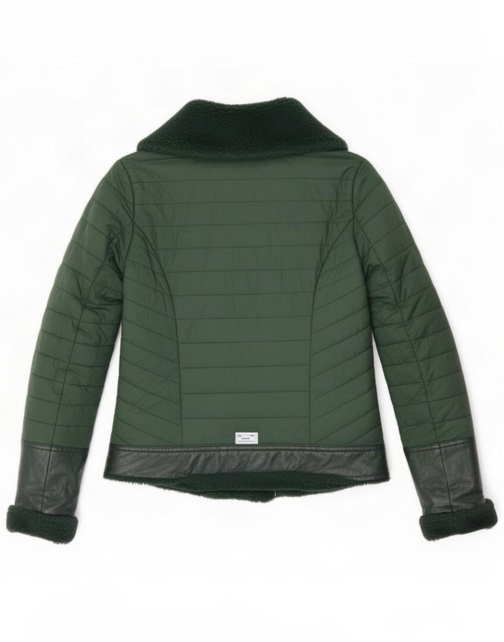 Guess Womens Reversible Padded Jacket UK 10 Small Green Polyurethane