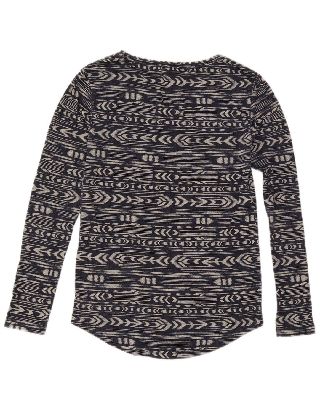 Roxy Womens Top Long Sleeve UK 6 XS Navy Blue Geometric Polyester