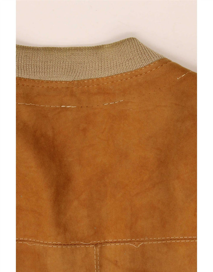 Vintage Mens Suede Bomber Jacket UK 38 Medium Brown
