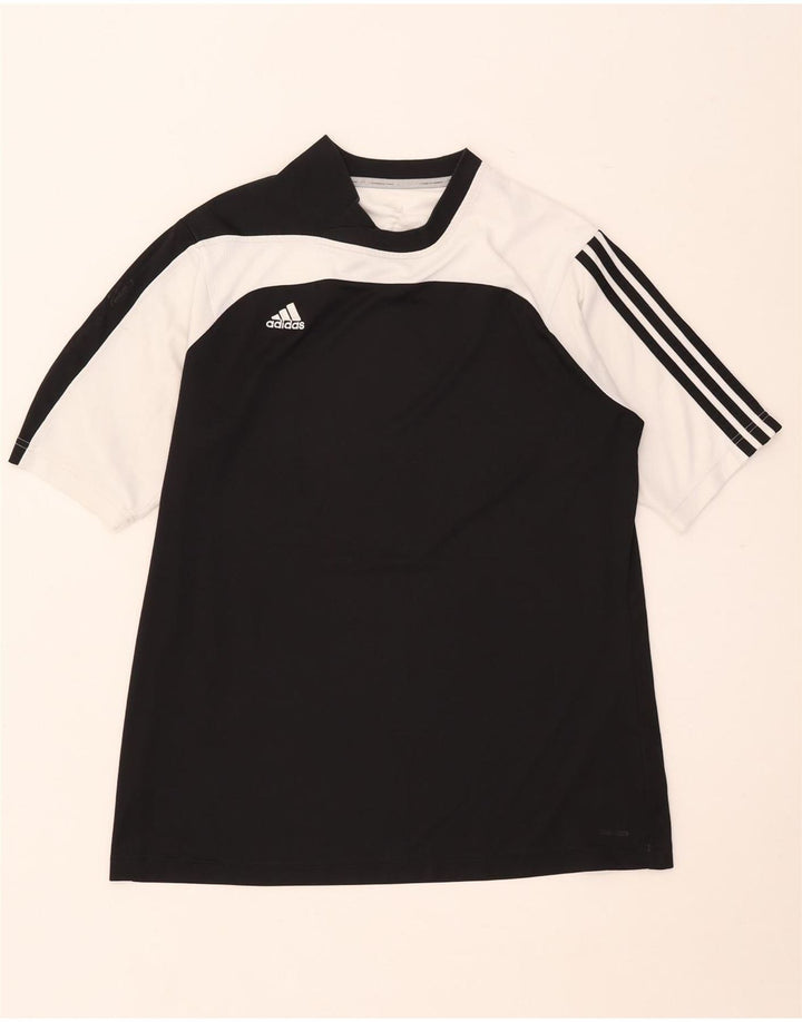 Adidas Mens T-Shirt Top Large Black Colourblock Polyester
