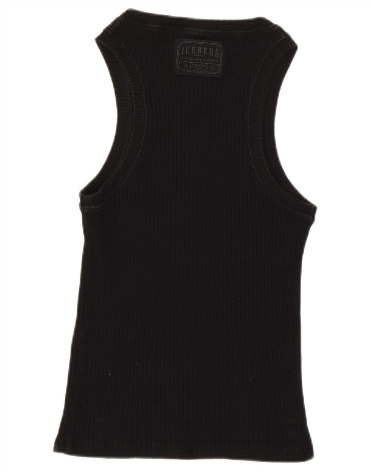 ICEBERG Womens Vest Top IT 42 Medium Black Cotton