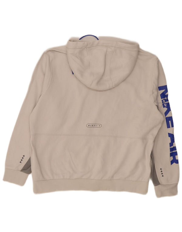 Nike Mens Graphic Hoodie Jumper Large White Colourblock Cotton