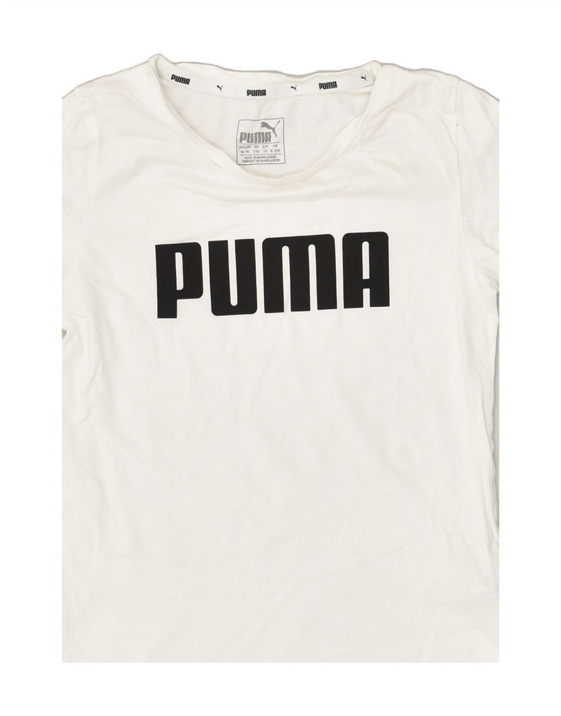 PUMA Girls Graphic T-Shirt Top 9-10 Years White Cotton | Vintage Puma | Thrift | Second-Hand Puma | Used Clothing | Messina Hembry 