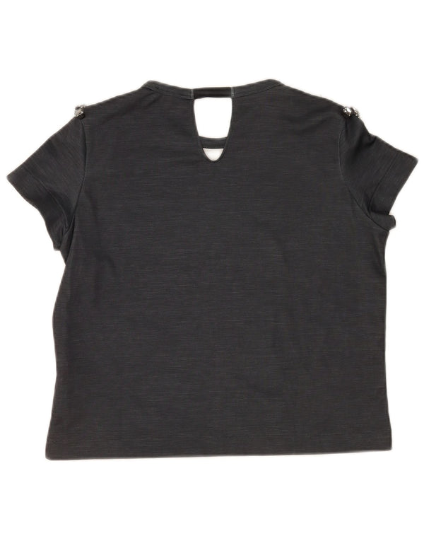 Zara Womens Crop T-Shirt Top UK 14 Medium Grey Polyester