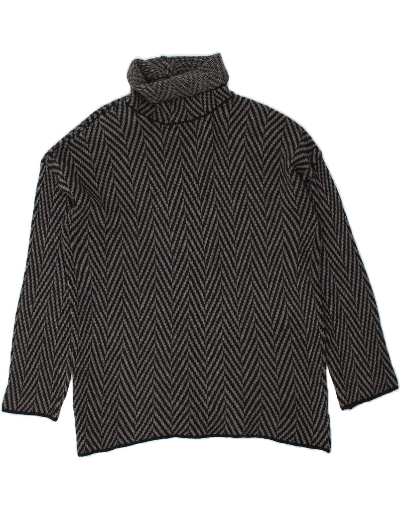 MASSIMO DUTTI Womens Roll Neck Jumper Sweater US 8 Medium Grey Chevron | Vintage Massimo Dutti | Thrift | Second-Hand Massimo Dutti | Used Clothing | Messina Hembry 