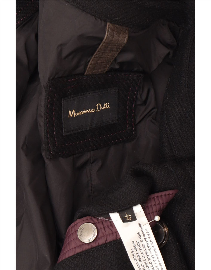 Massimo Dutti Mens Pea Coat UK 40 Large Black Nylon