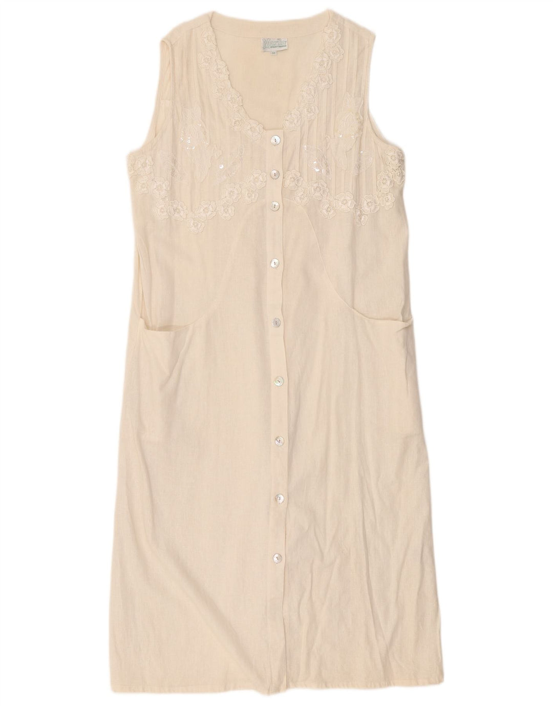Marila Womens Sleeveless Shift Dress UK 14 Medium White Linen