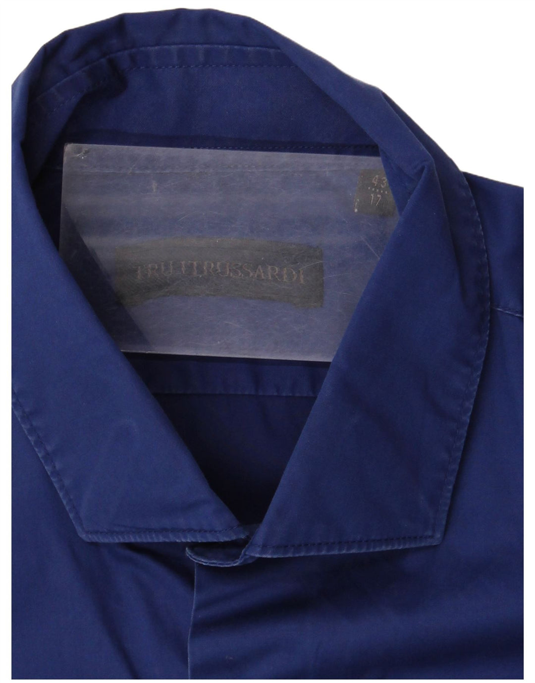 Trussardi Mens Shirt Size 43 17 XL Blue Cotton