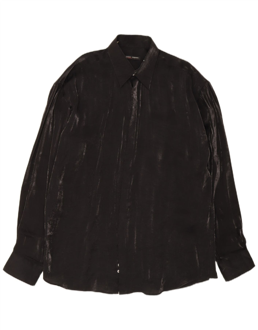Paolo Negrato Mens Shirt Size 41/42 Large Black Viscose