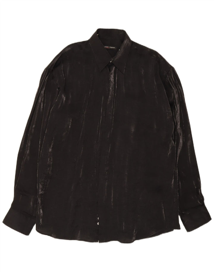 Paolo Negrato Mens Shirt Size 41/42 Large Black Viscose