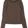 Levi's Womens Top Long Sleeve UK 12 Medium Grey Pinstripe Cotton
