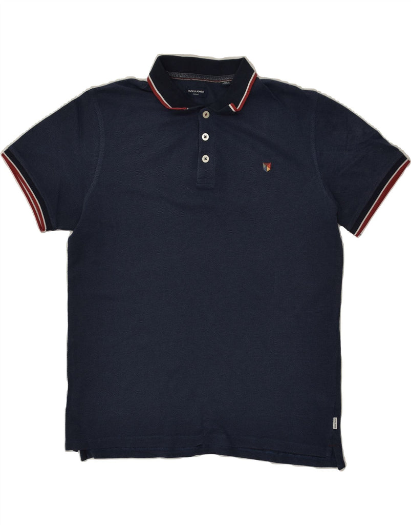 JACK & JONES Mens Premium Polo Shirt Large Navy Blue Cotton | Vintage Jack & Jones | Thrift | Second-Hand Jack & Jones | Used Clothing | Messina Hembry 