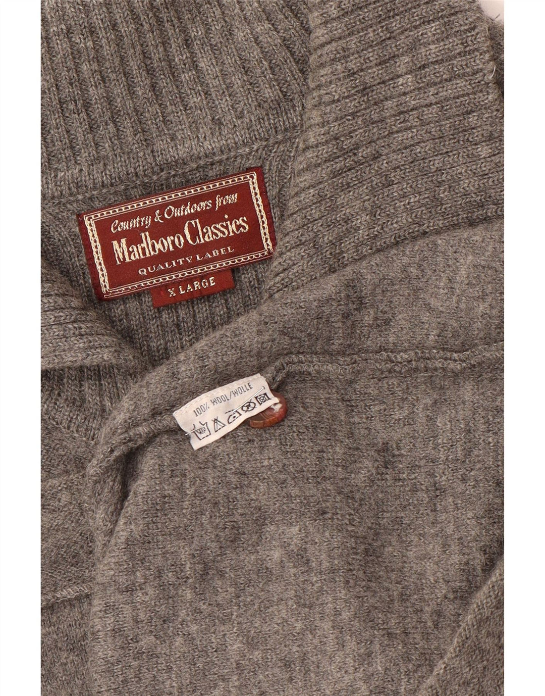 Marlboro Classics Mens Cardigan Sweater XL Grey Wool
