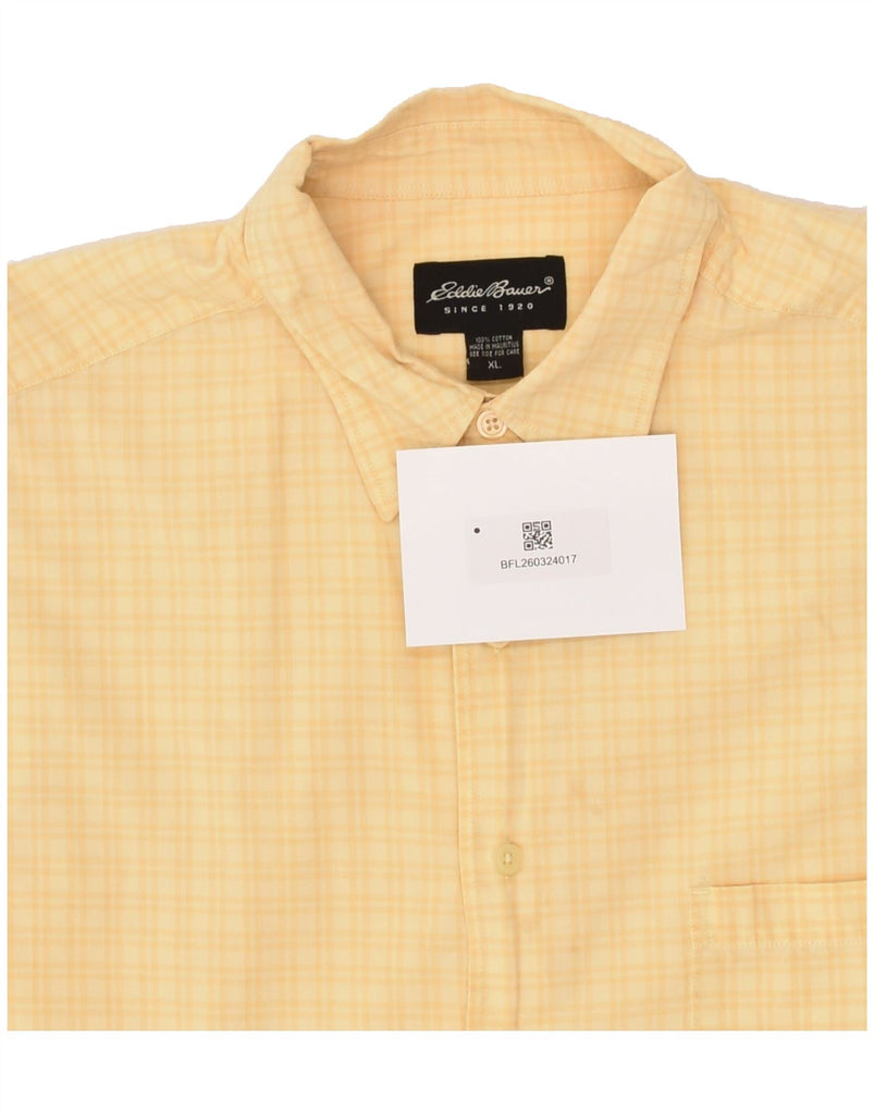 EDDIE BAUER Mens Short Sleeve Shirt XL Yellow Check Cotton | Vintage Eddie Bauer | Thrift | Second-Hand Eddie Bauer | Used Clothing | Messina Hembry 