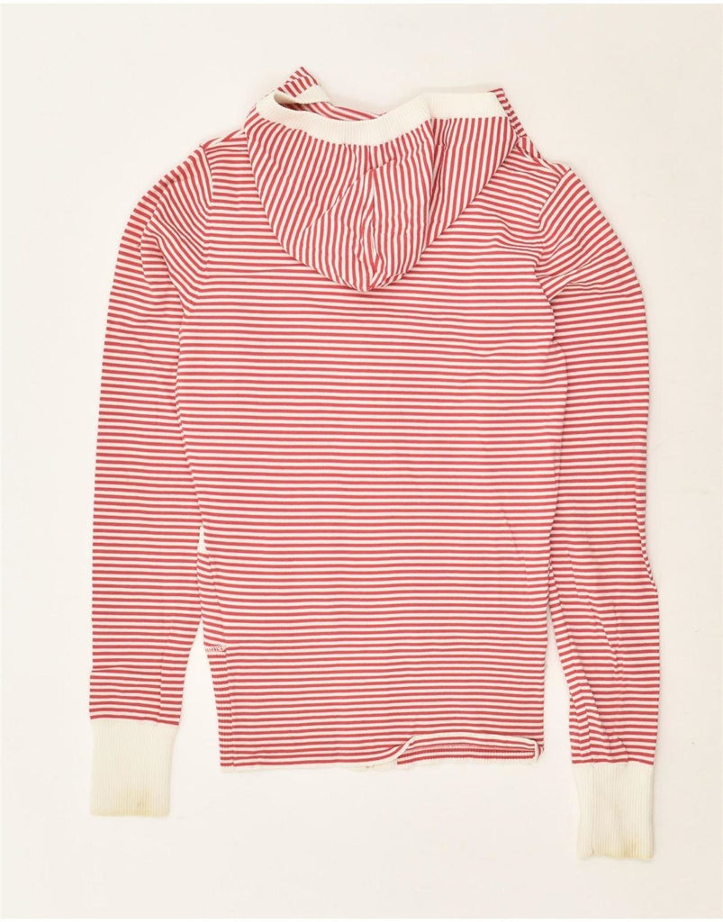 GAUDI Womens Hooded Cardigan Sweater IT 42 Medium Red Striped Viscose | Vintage Gaudi | Thrift | Second-Hand Gaudi | Used Clothing | Messina Hembry 