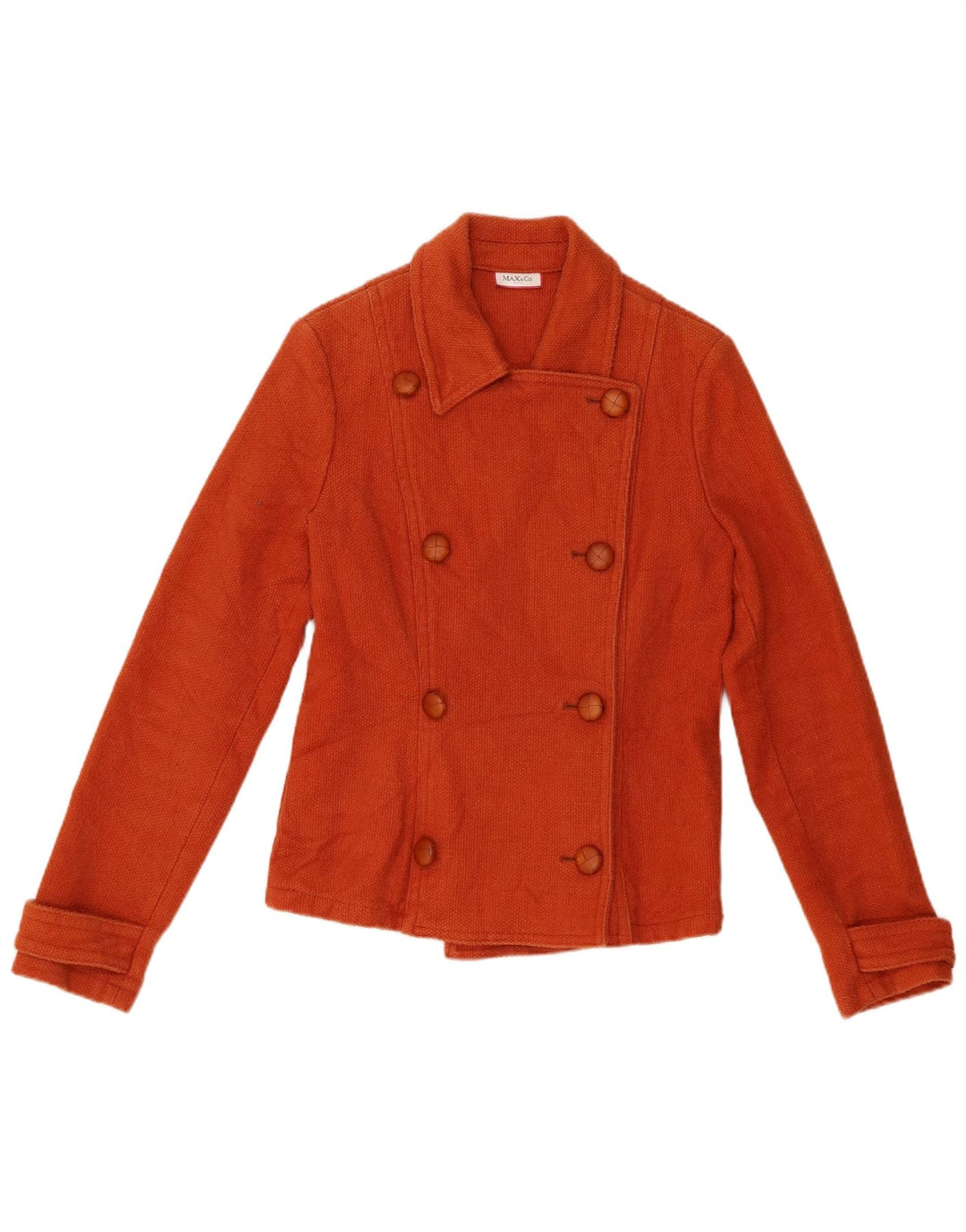 Max & Co. Womens Pea Coat UK 10 Small Orange Cotton