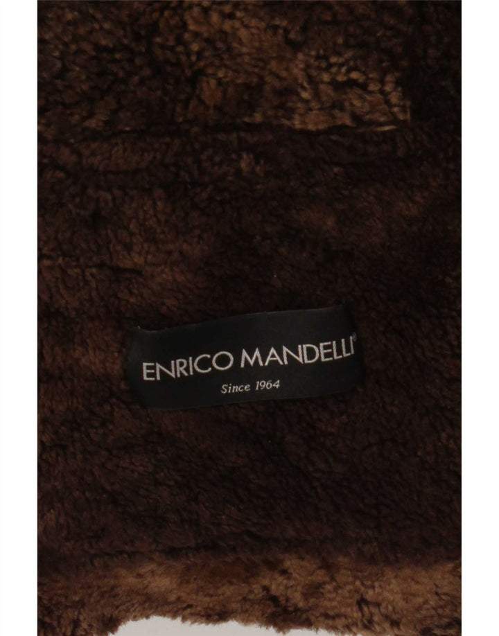 Enrico Mandelli Womens Shearling Jacket IT 46 Large Brown Colourblock