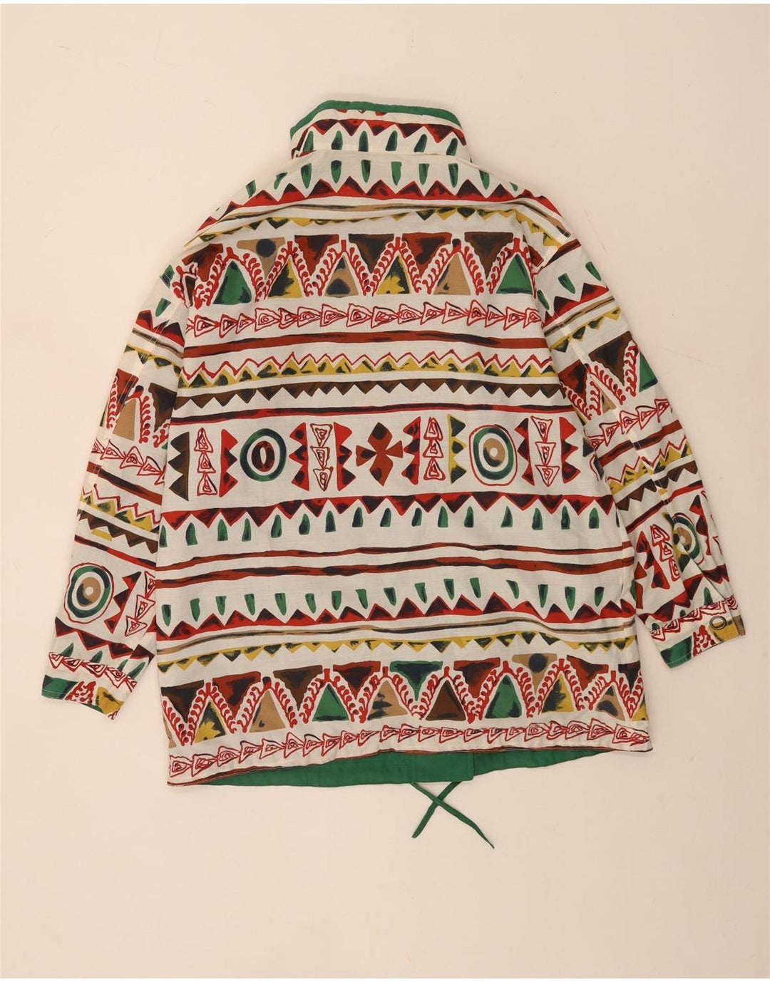 Vintage Womens Hooded Reversible Jacket UK 16 Large Green Geometric