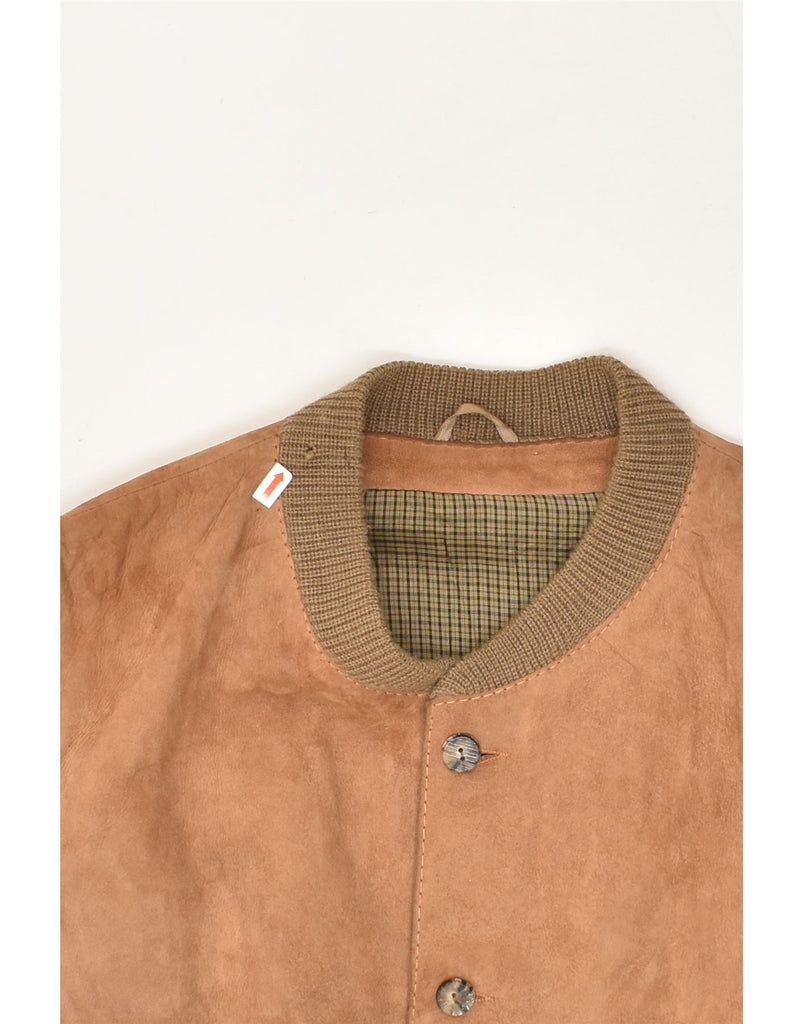 VINTAGE Mens Suede Bomber Jacket UK 38 Medium Brown | Vintage Vintage | Thrift | Second-Hand Vintage | Used Clothing | Messina Hembry 