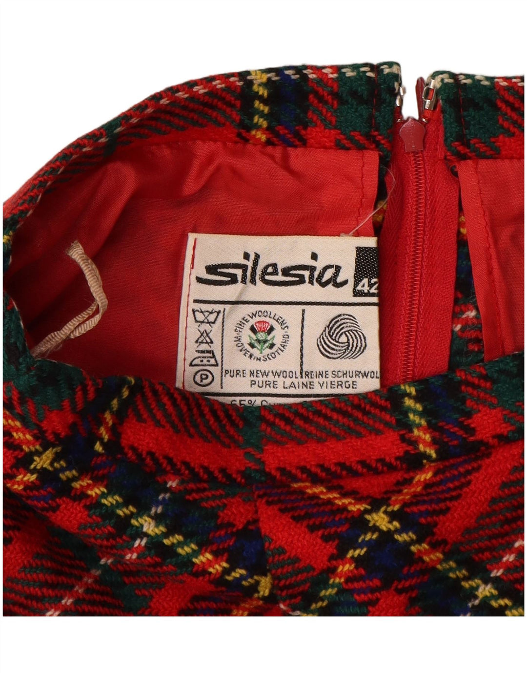SILESIA Womens High Waist Flared Skirt EU 42 Large W28 L28 Red Plaid