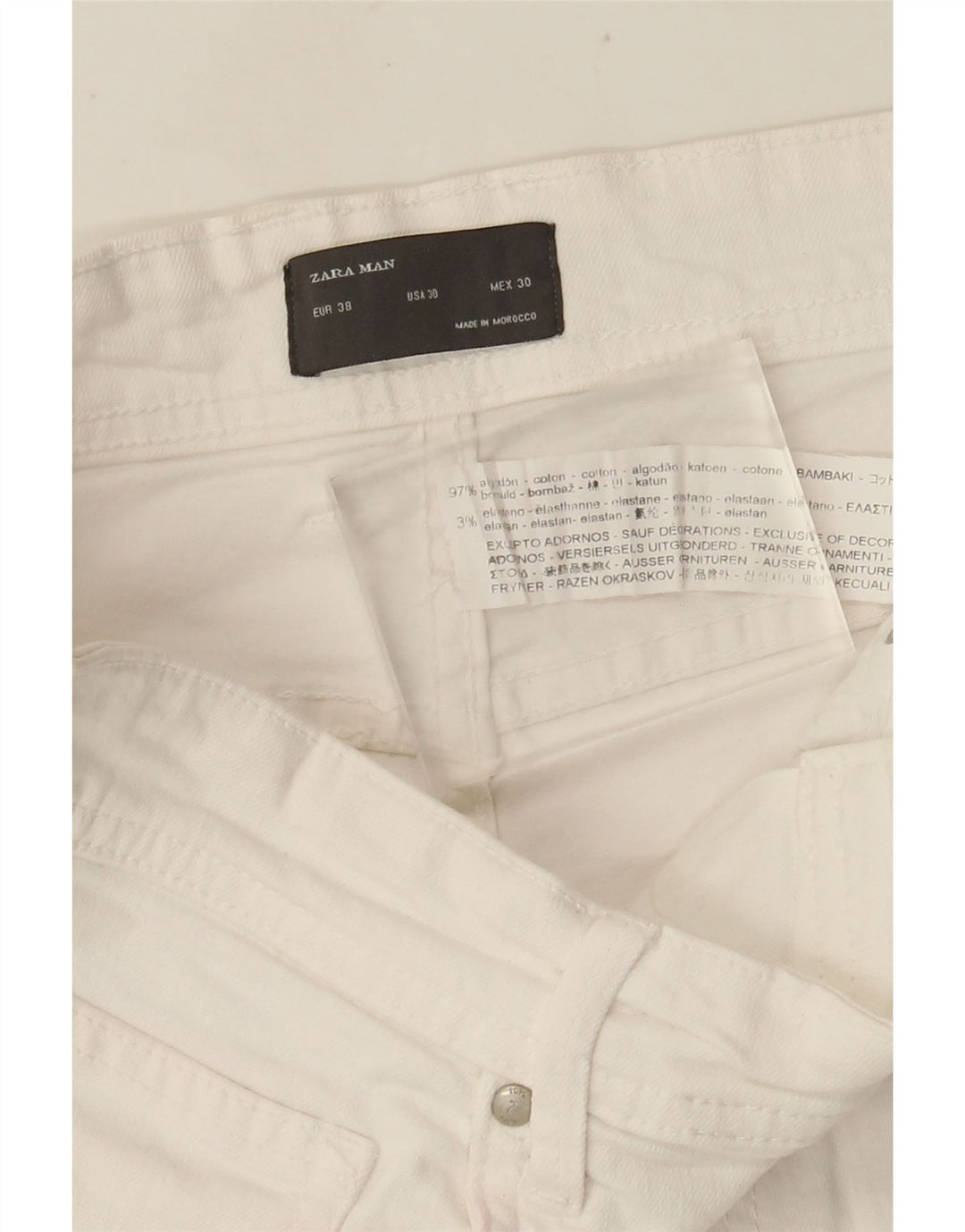 Zara Mens Distressed Cropped Jeans EU 38 Small W30 L25 White Cotton