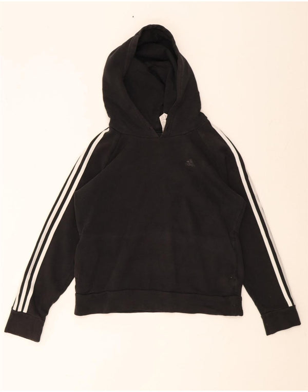 Adidas Womens Hoodie Jumper UK 12/14 Medium Black Cotton
