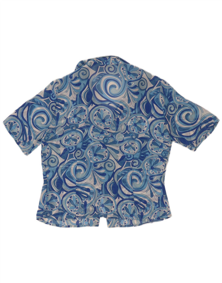 Marronetto Womens Short Sleeve Shirt Blouse IT 44 Medium Blue Paisley