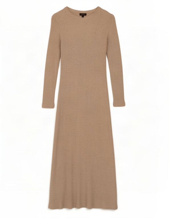 Massimo Dutti Womens Long Sleeve Jumper Dress UK 8 Small Beige Cotton