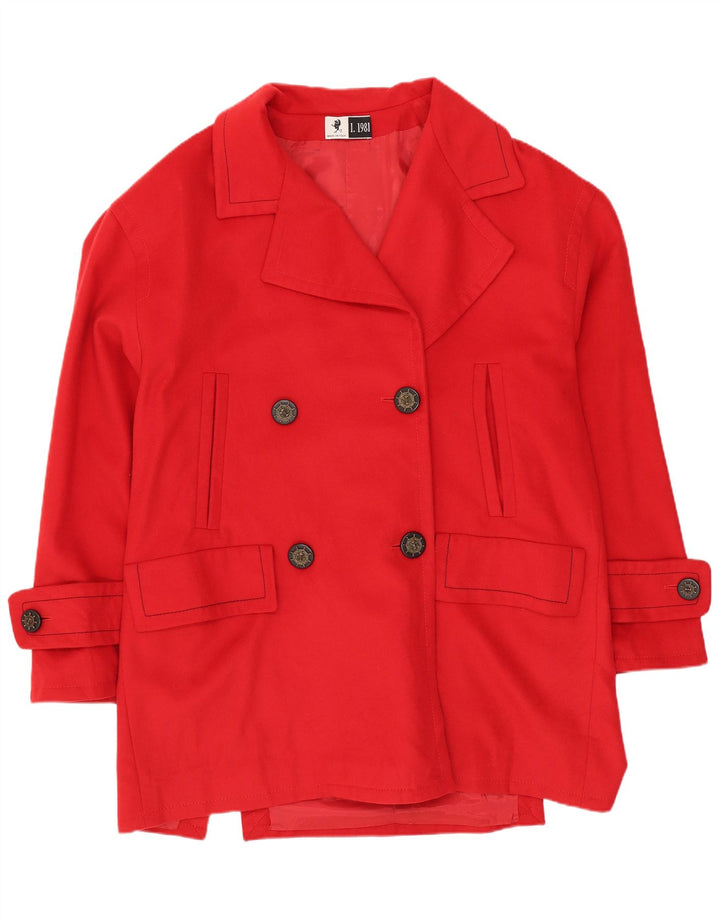 Vintage Womens Double Breasted Coat IT 42 Medium Red Wool