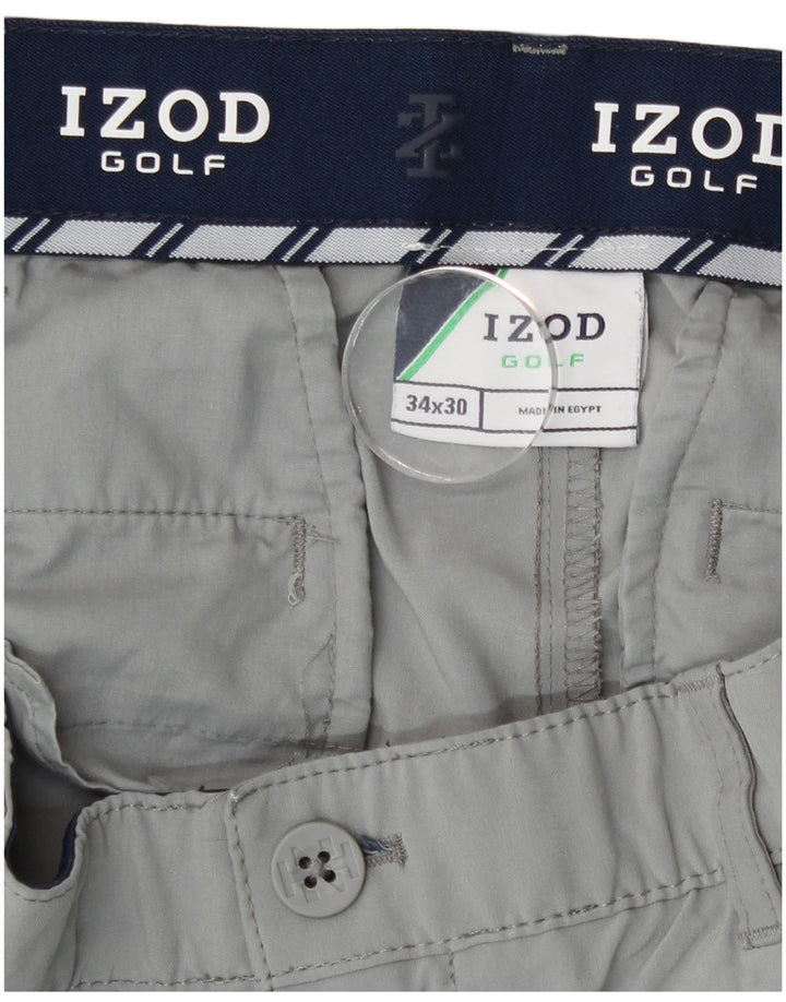 Izod Mens Chino Trousers W34 L30 Grey Polyester