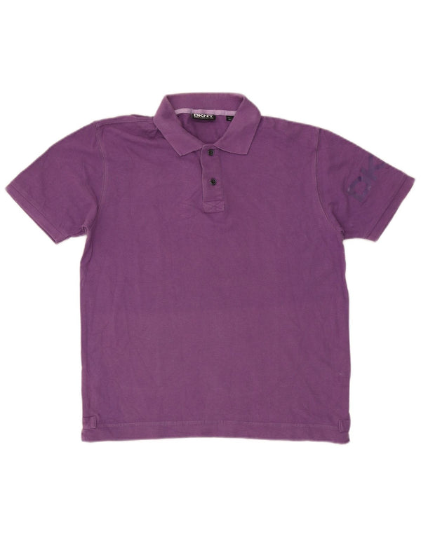 Dkny Mens Polo Shirt Medium Purple Cotton