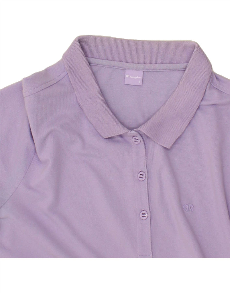 CHAMPION Womens Polo Shirt UK 14 Large Purple Cotton Vintage Champion and Second-Hand Champion from Messina Hembry 