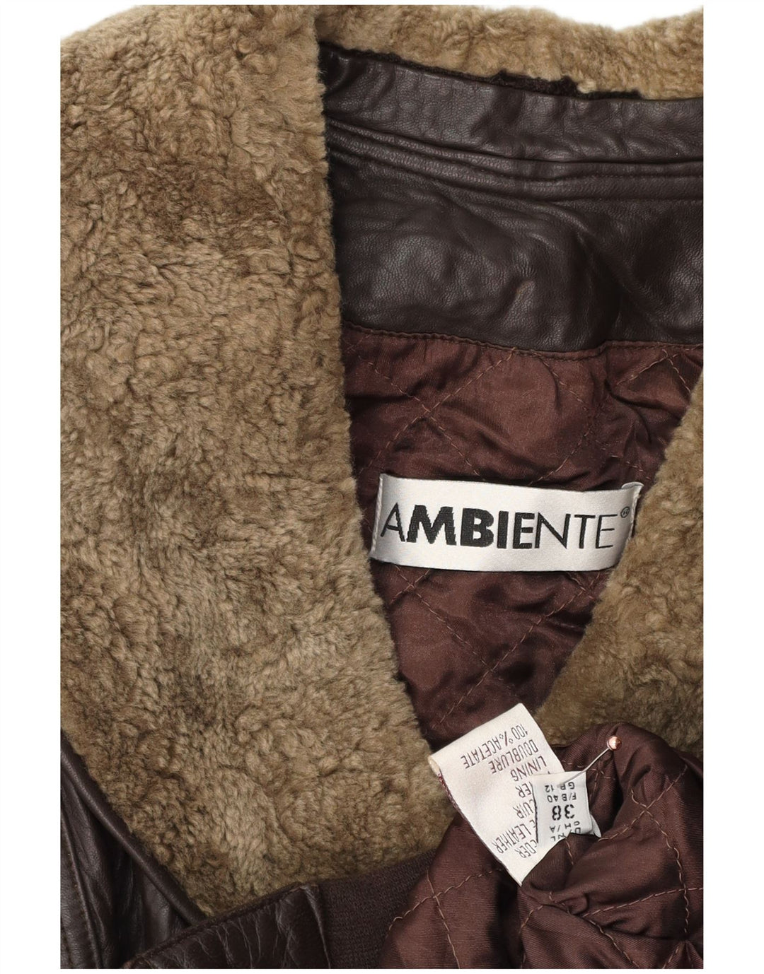 Ambiente Womens Crop Oversized Leather Jacket UK 12 Medium Brown Leather