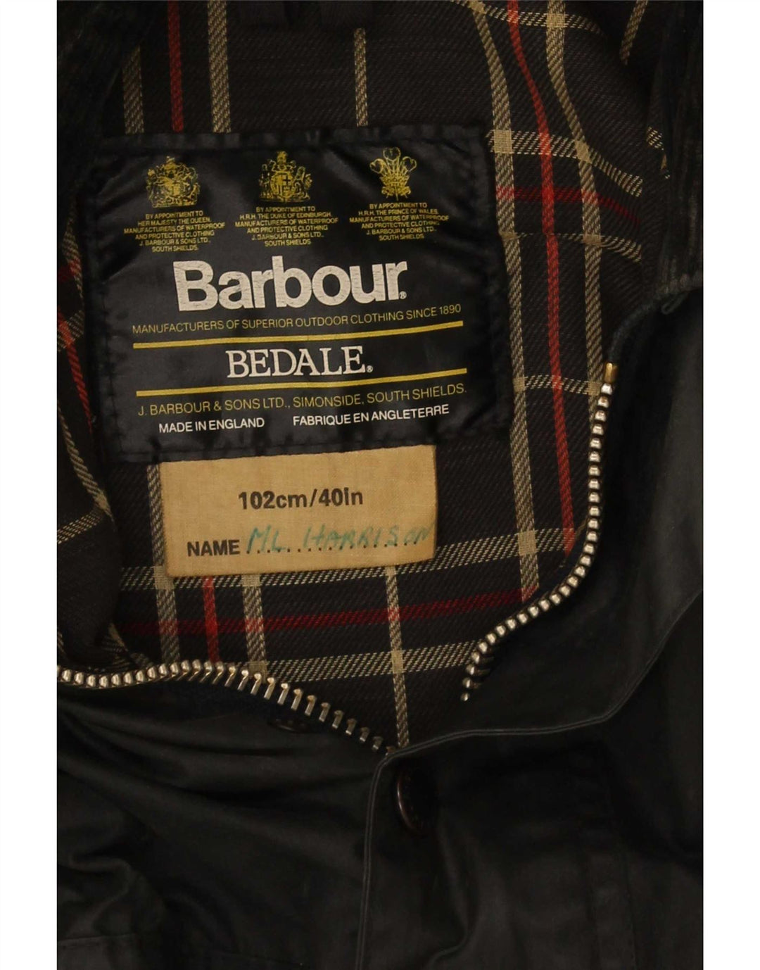 Barbour Mens Bedale Waxed Cotton Jacket Size 40 Medium Black