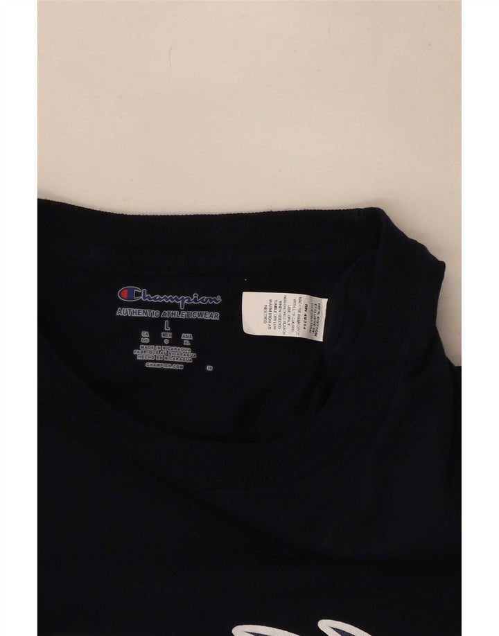Champion Mens Graphic T-Shirt Top Large Navy Blue