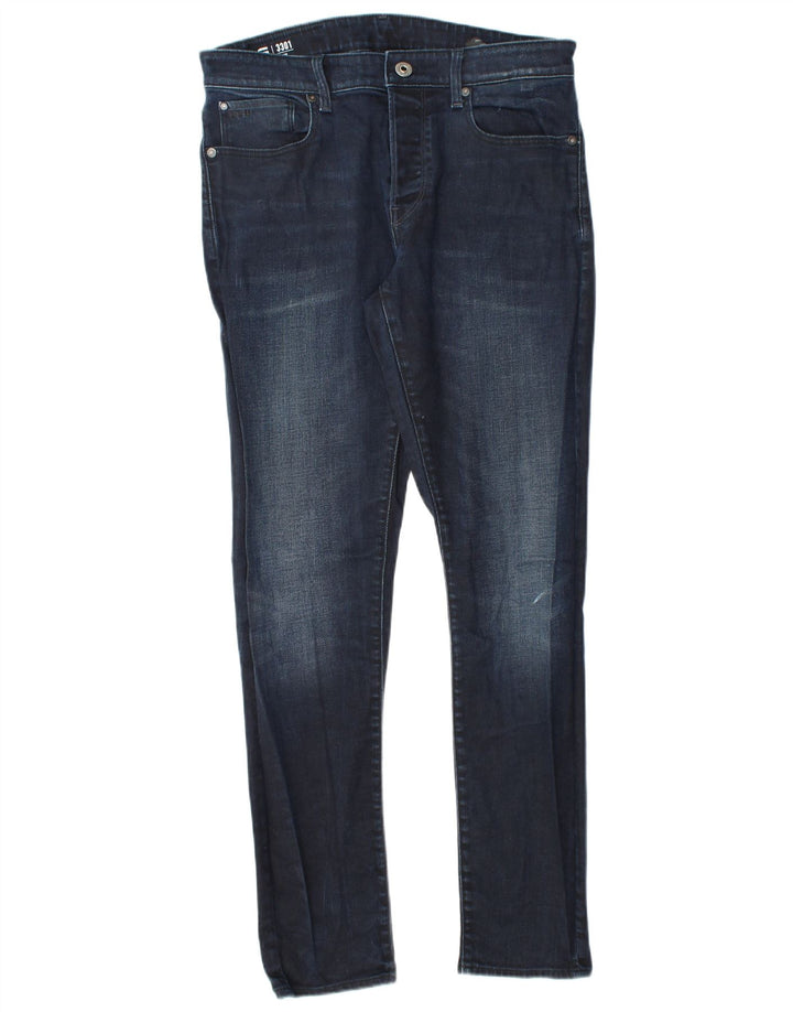 G-STAR Mens 3301 Slim Jeans W33 L32 Navy Blue Cotton