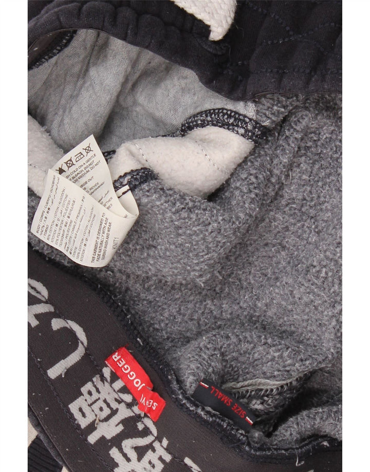 SUPERDRY Mens Graphic Tracksuit Trousers Small Navy Blue Colourblock